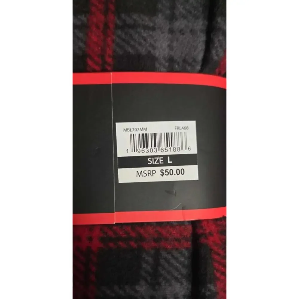 Beverly Hills Polo Club Men's 2 Piece Lounge Set Pajamas Red Top & Plaid Pants L